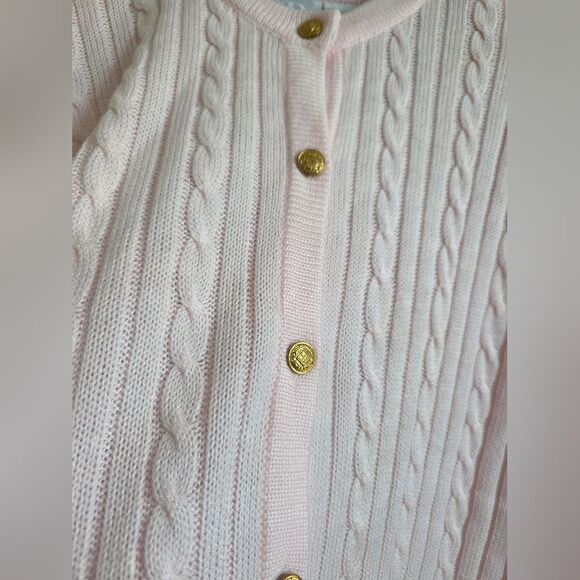 Womens Pale Pink Cord Knit Gold Button Cardigan Sz XL Reel Fishermann Kawaii - Picture 4 of 10